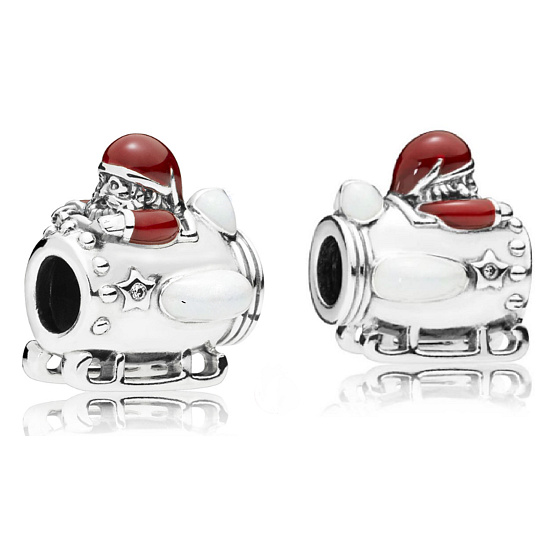 Sterling silver 925 Santa in space, spaceship, Christmas bracelet bead