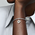 Charm Sterling silver 925 Pearl white heart 2in1, pendant for bracelet family