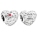 Charm Sterling silver 925 One mother in a million hearts, bead on bracelet family