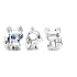 Charm Sterling silver 925 Fox - blue eyes, bead for bracelet, animal