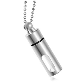 Commemorative urn pendant, Hollow tube waterproof, stainless steel, 12 x 48 mm + chain 60 cm