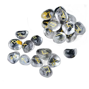 Crystal Clear Rune Alphabet Natural Stone, 10 - 30 mm 25 pieces Crystal Clear Rune Alphabet Natural Stone, 10 - 30 mm 25 pieces