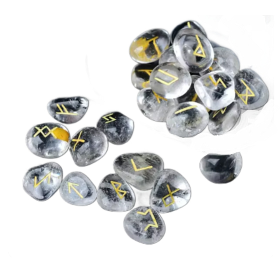 Crystal Clear Rune Alphabet Natural Stone, 10 - 30 mm 25 pieces