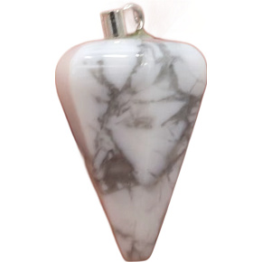 Magnesite / Howlite white pendulum natural stone 2,2 cm, cleansing stone