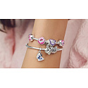 Sterling silver 925 Blue pansy, bead for bracelet nature