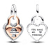 Charm Sterling silver 925 Two-tone rotating heart Padlock 2in1, love bracelet pendant