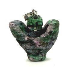 Anyolite / Ruby in Zoisite Angel, angel wings pendant natural stone hand-polished 25 x 21 x 5 mm, relieves stress