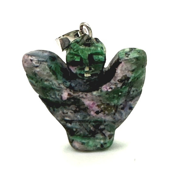 Anyolite / Ruby in Zoisite Angel, angel wings pendant natural stone hand-polished 25 x 21 x 5 mm, relieves stress