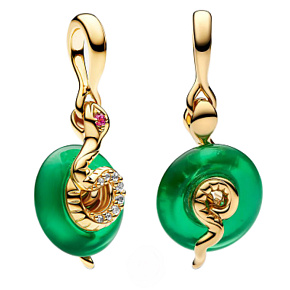 Charm Had se zeleného skla Murano, přívěsek na náramek, rok Hada, zvíře Charm Had se zeleného skla Murano, přívěsek na náramek, rok Hada, zvíře