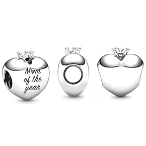 Charm Sterling silver 925 Heart Mom of the Year, bead on bracelet family