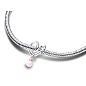 Charm Sterling Silver 925 Two-Tone Wrapped Heart for Mom, Family Bracelet Pendant