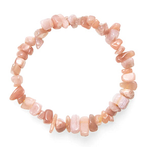 Moonstone orange bracelet elastic chopped natural stone 19 cm, stone of destiny