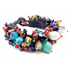 Ancient glass bracelet handmade from Nepal with glass beads 21 cm 75 g