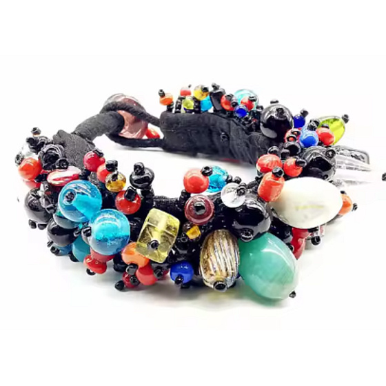 Ancient glass bracelet handmade from Nepal with glass beads 21 cm 75 g