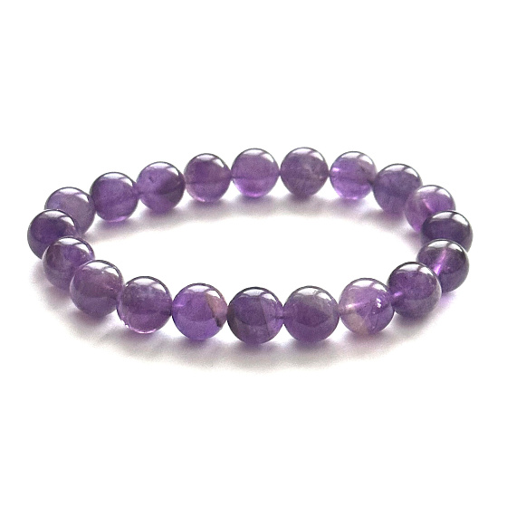 Amethyst bracelet elastic natural stone, bead 10 - 11 mm / 16 - 17 cm, AA quality, stone of kings and bishops