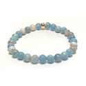 Larimar bracelet elastic natural stone, ball 6 mm / 16 - 17 cm, stone of mythical Atlantis