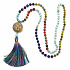 108 Mala 7 chakra necklace, meditation jewelry, natural stone, knotted, tassel 9 cm, bead 6+8 mm