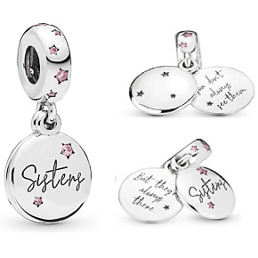 Sterling silver 925 Sisters - you can't always see her, but she's always there, 2in1 family bracelet pendant