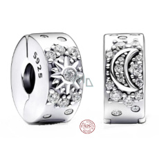 Charm Sterling silver 925 Beauty of the heavens, sun/moon, with cubic zirconia stopper, clip bead on universe bracelet Charm Sterling silver 925 Beauty of the heavens, sun/moon, with cubic zirconia stopper, clip bead on universe bracelet