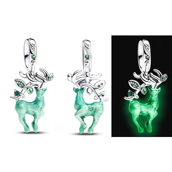 Charm Sterling silver 925 King of Glory Yaolin Deer, animal bracelet pendant