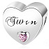 Charm Sterling Silver 925 Twin Hearts, Bead for Family Bracelet