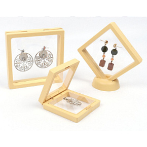 3D universal plastic frame with foil, wood colour 9 x 9 cm