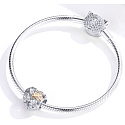 Charm Sterling silver 925 Beloved four-leaf clover for luck, bead heart on love bracelet