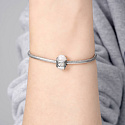 Charm Sterling silver 925 Minimalist vine, Opal synthetic, bead for bracelet, symbol