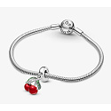 Sterling silver 925 Asymmetrical cherries, pendant for bracelet, food and drink