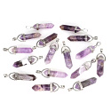 Amethyst pendulum hexagon pendant natural stone 41 x 13 mm, stone of kings and bishops