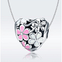 Charm Sterling silver 925 Poetic flowers heart bead on bracelet love