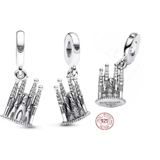 Charm Sterling silver 925 Barcelona La Sagrada Familia, travel bracelet pendant