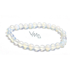 Opalit bracelet elastic, synthetic stone ball 6 mm / 16 - 17 cm, wishing and hope stone