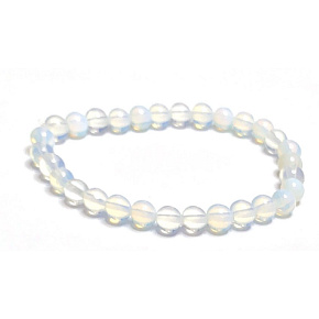 Opalit bracelet elastic, synthetic stone ball 6 mm / 16 - 17 cm, wishing and hope stone