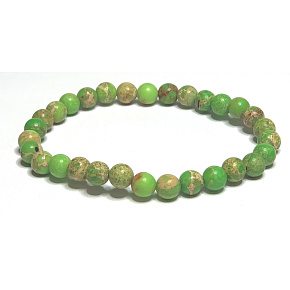 Jasper / Regalite Imperial sea sediment green bracelet elastic mixed mineral, ball 6 mm / 16 - 17 cm