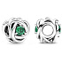 Charm Sterling silver 925 Infinity circle eternity flower royal green, bead for bracelet
