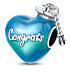 Charm Sterling Silver 925 Graduation - Congratulations, Graduate Heart Bead on Bracelet