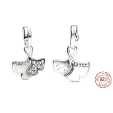 Sterling silver 925 Ginkgo Biloba leaf symbol of health, resilience, nature bracelet pendant