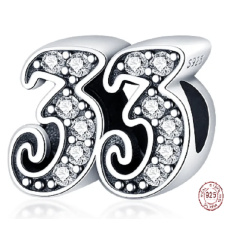 Charm Sterling silver 925, 33 anniversary, bead for bracelet
