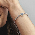 Charm Sterling silver 925 Curved feather & peacock, stopper, clip bead on bracelet nature