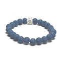 Lava dark blue with royal mantra Om, bracelet elastic natural stone, ball 8 mm / 16-17 cm, born of the four elements
