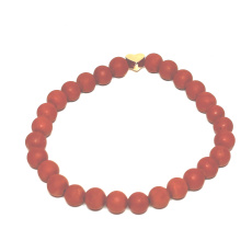 Jasper red matte bracelet elastic natural stone, ball 6 mm / 16-17 cm, full care stone Jasper red matte bracelet elastic natural stone, ball 6 mm / 16-17 cm, full care stone