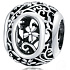Sterling silver 925 Magic alphabet letter O with flowers, bead for bracelet