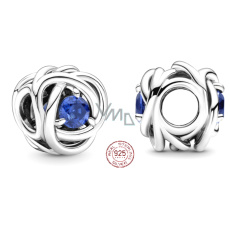 Charm Sterling silver 925 Infinite circle of eternity shining blue, bead for bracelet