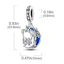 Charm Sterling Silver 925 Luminous - Family roots, two sisters and a crescent moon glowing in the dark, changing colors, family bracelet pendant
