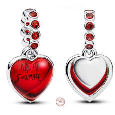 Charm Sterlingové stříbro 925 Srdce You Are My Soulmate, 2v1 přívěsek na náramek symbol láska, osud a spojení duší