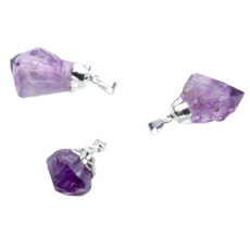 Amethyst in metal pendant natural stone approx. 2,5 - 3 cm, stone of kings and bishops 1 piece