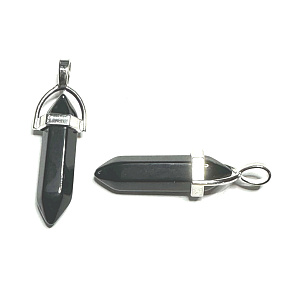 Obsidian pendulum hexagon pendant natural stone 41 x 13 mm, rescue stone Obsidian pendulum hexagon pendant natural stone 41 x 13 mm, rescue stone