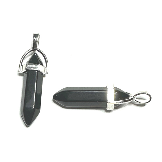Obsidian pendulum hexagon pendant natural stone 41 x 13 mm, rescue stone