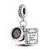 Charm Sterling silver 925 Coffee cup + book, reading is my strength, 2in1 pendant for bracelet, food and drink